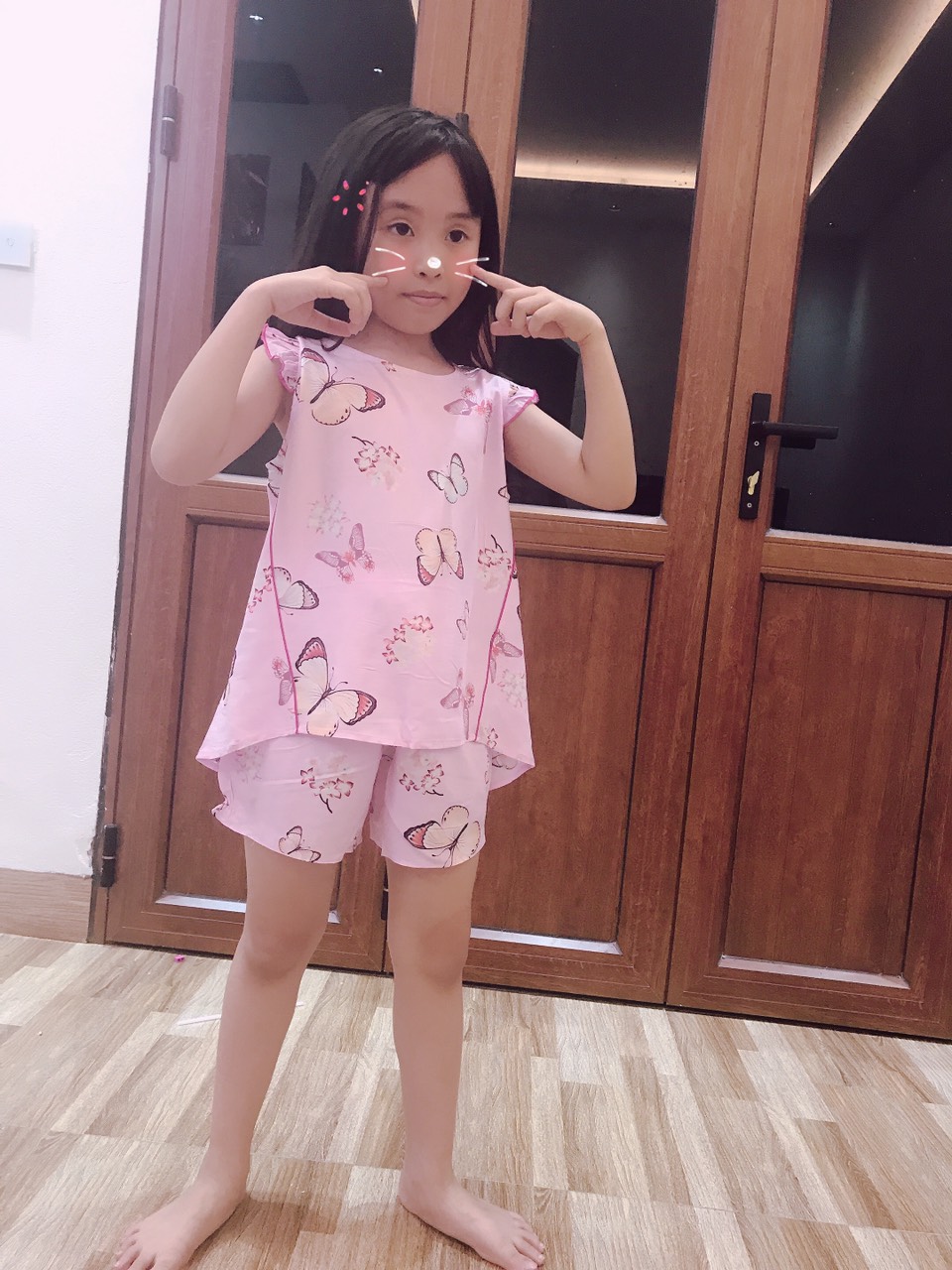 Bộ lanh mặc nhà cho bé gái, bộ lanh cho bé gái, bộ mặc nhà cho bé gái từ 19 đến 22 kg