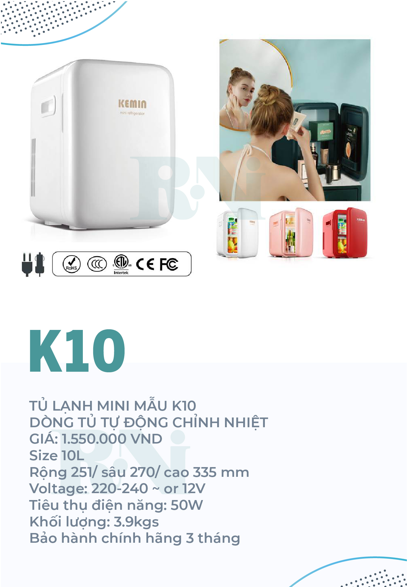 Tủ lạnh mini Kemin Chính hãng 10L