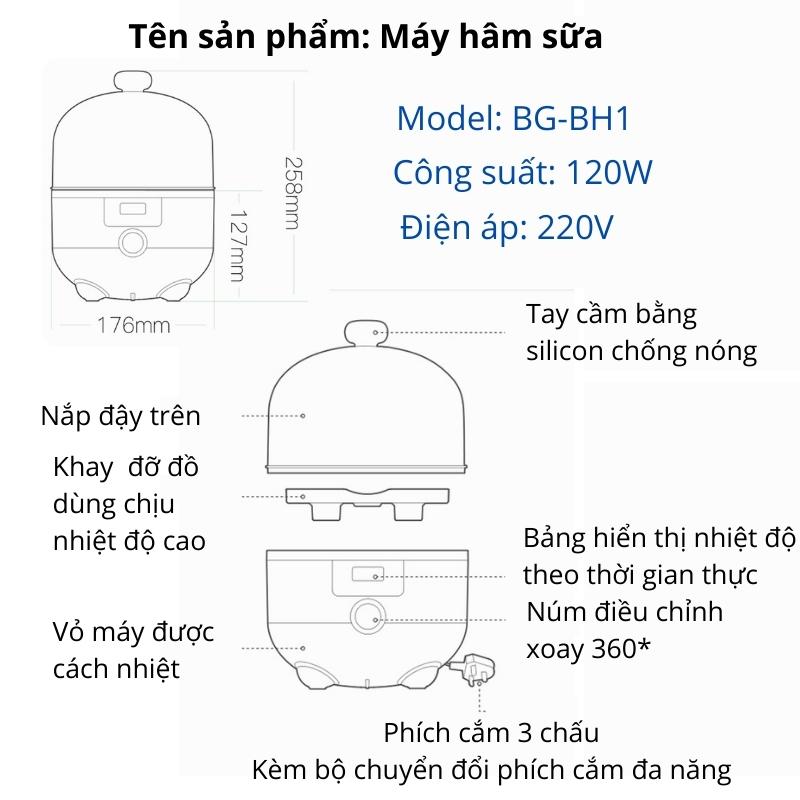 Máy Hâm 6 Chức Năng Hâm Sữa Mẹ, Pha Sữa Bột, Rã Đông Sữa Mẹ, Hấp Chín Thức Ăn, Khử Trùng, Hẹn Giờ Thông Minh Bugu BG-BH1 - Hàng Chính Hãng