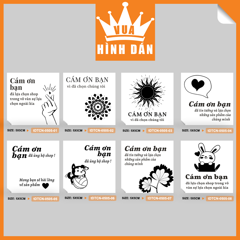 Set 50/100 nhãn dán lời cảm ơn khách hàng 5x5cm hình dán gói / hộp / túi hàng dành cho shop