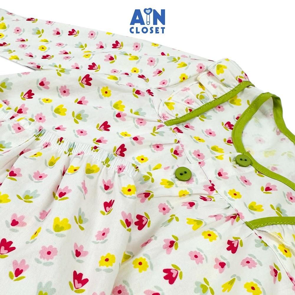 Bộ quần áo Dài bé gái họa tiết Hoa Li Ti cotton - AICDBGA7514F - AIN Closet