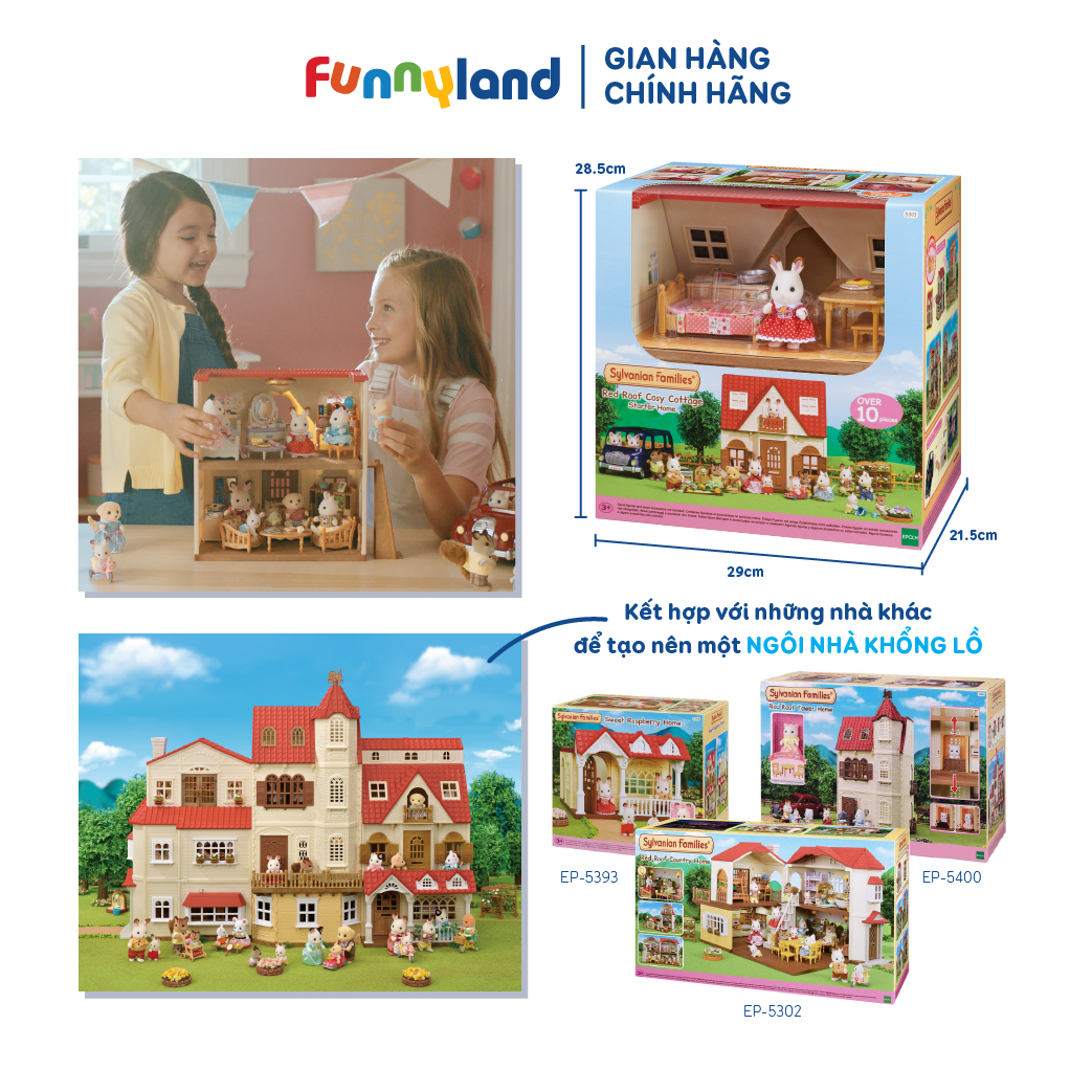 Đồ chơi nhập vai Nhà Thỏ Cosy Cottage Mái Ngói Đỏ Sylvanian Families