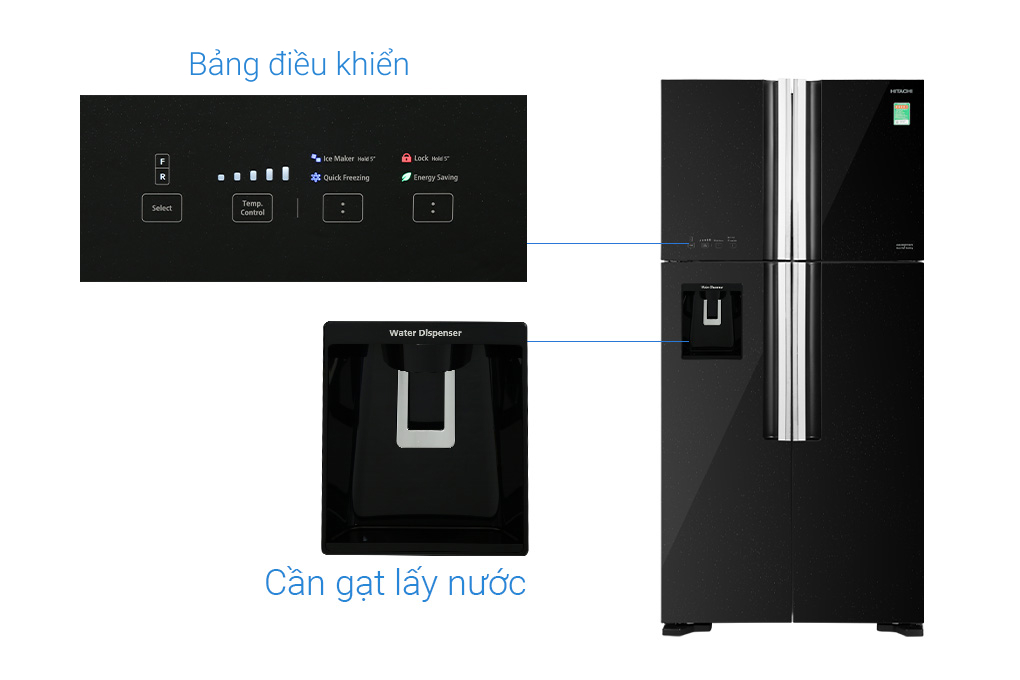 Tủ lạnh Hitachi Inverter 540 lít Multi Door R-FW690PGV7X (GBK) - Hàng chính hãng - Giao HCM và 1 số tỉnh thành