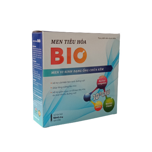 Men tiêu hóa BIO - Bố sung 2 tỷ lợi khuẩn và kẽm - Hỗ trợ cải thiện hệ vi sinh đường ruột, giúp tăng cường tiêu hóa - Hộp 10 ống x 10ml