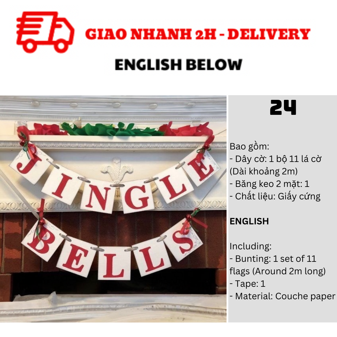 Bộ Dây Cờ Noel Trang Trí Tiệc Nhiều Mẫu - Merry Christmas Bunting DCXM31