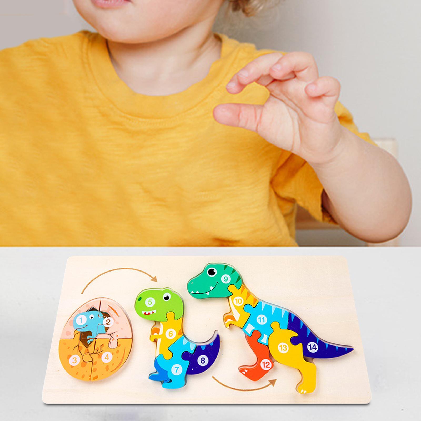 Animals Colorful wooden Cartoon Animal Shape Jigsaw Montessori Toy for Toddler