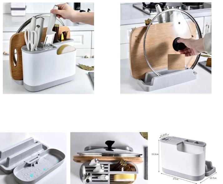 Kệ để dao thớt, đũa muỗng đa năng bằng nhựa