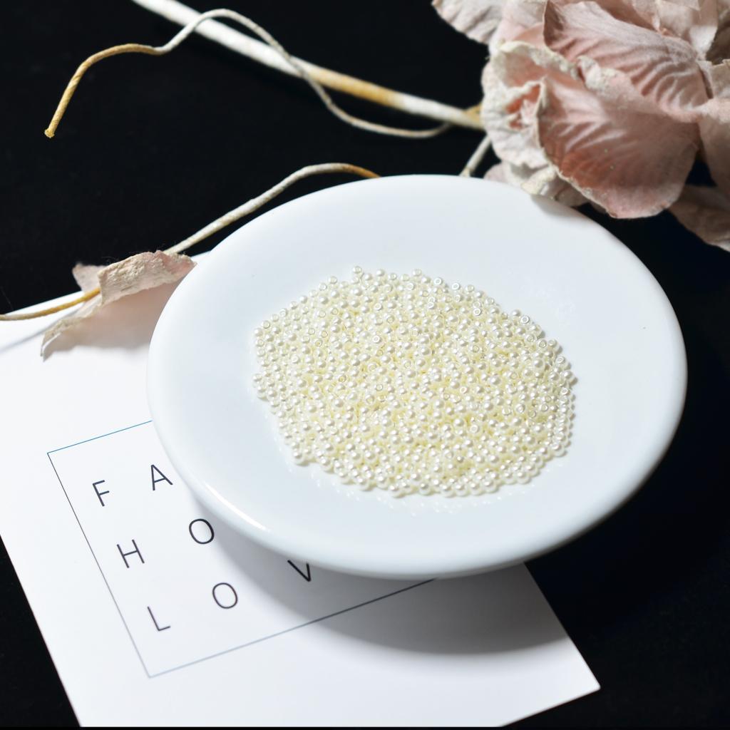 Round Plastic Pearl Spacer Loose Beads for DIY Craft Beige 1000 Pieces 3mm