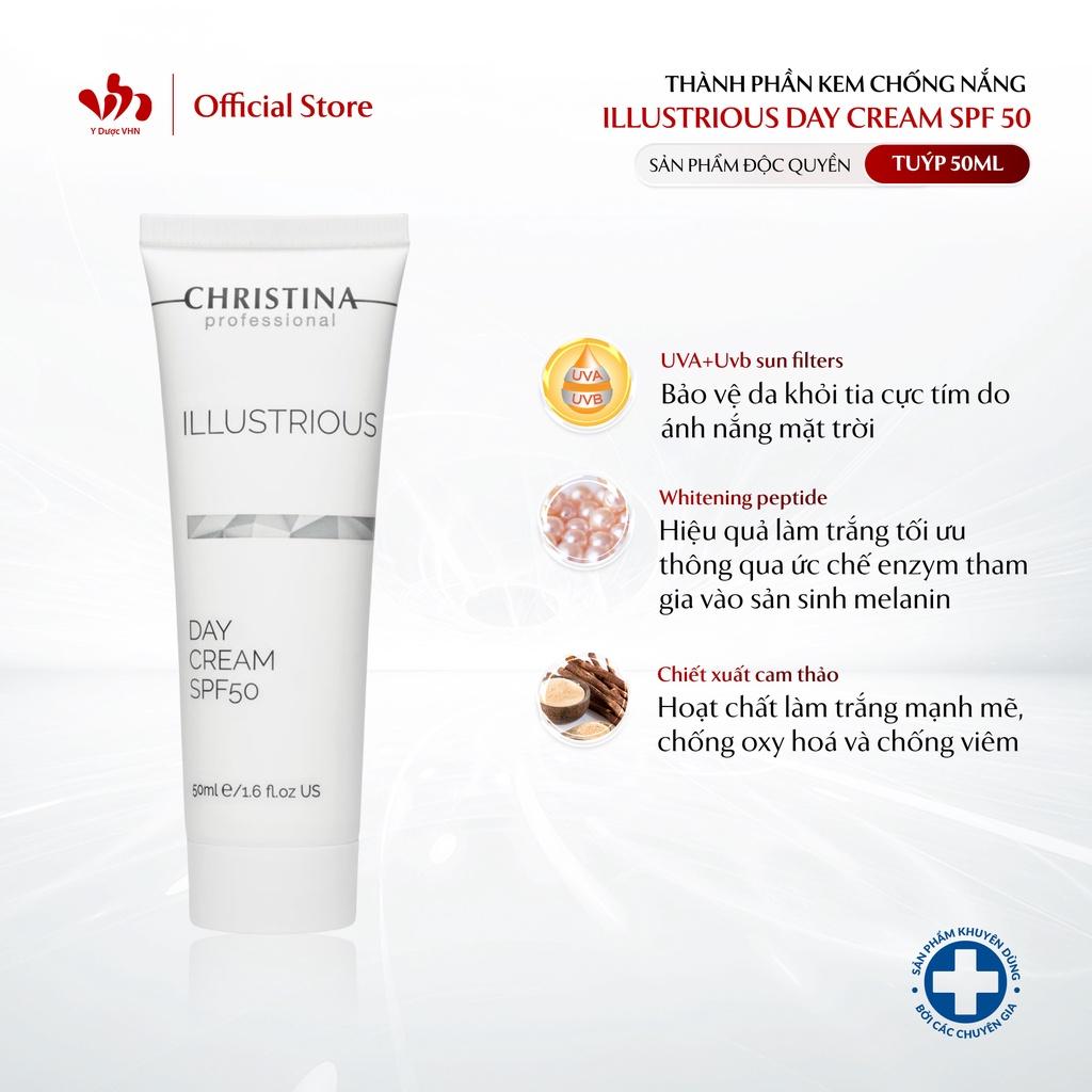 Kem Làm Sáng Da Ban Ngày Có Chỉ Số Chống Nắng - Illustrious Day Cream SPF 50 - CHRISTINA Hỗ Trợ Bảo Vệ Da Khỏi Tia UV, Cấp Ẩm Cho Da - Tuýp 50ml