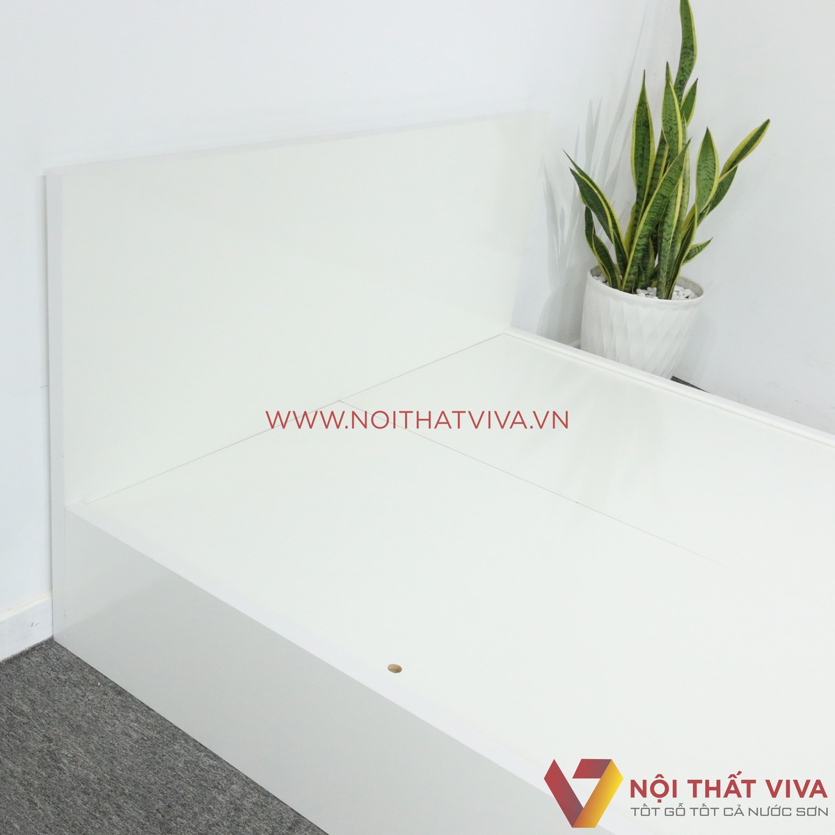 Giường Ngủ MDF Phủ Melamine Màu Trắng Đẹp Giá Rẻ