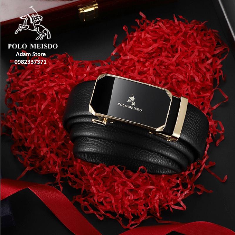 Thắt Lưng Nam Dây Nịt Nam Da Bò Cao Cấp Hàng Hiệu POLO MEISDO Khóa Tự Động