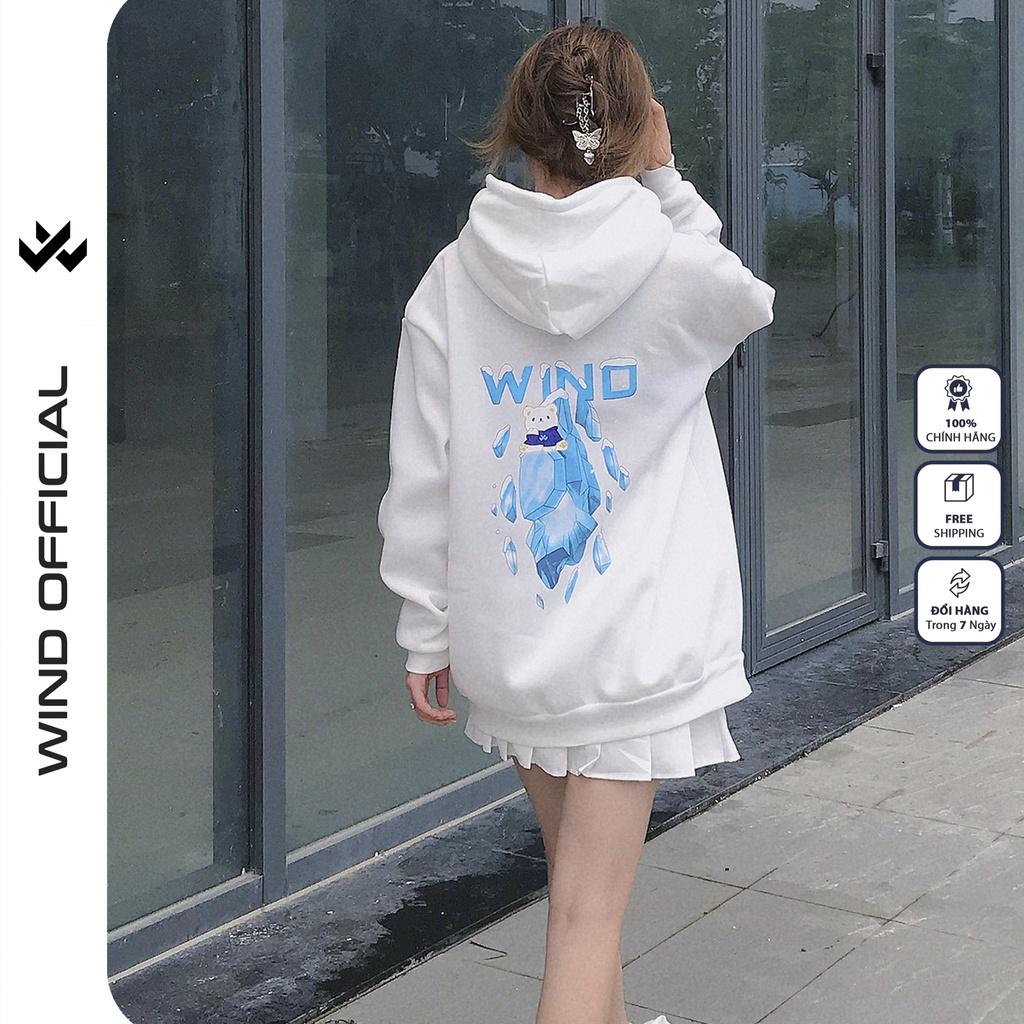 Áo hoodie unisex WIND form rộng nỉ nam nữ Tuyết HD22 thời trang thu đông oversize