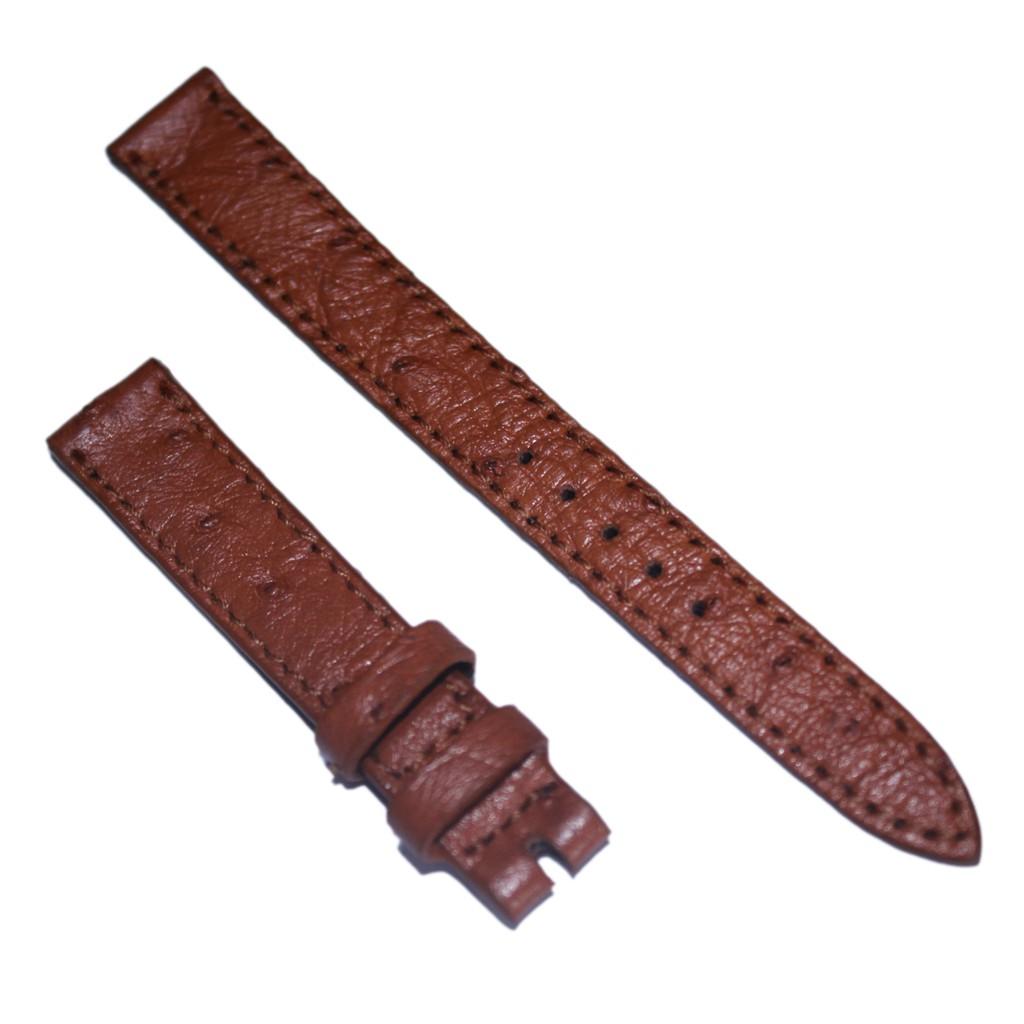 HC8456 - Dây đồng hồ Huy Hoàng da đà điểu da bụng size 12,14 màu nâu đỏ