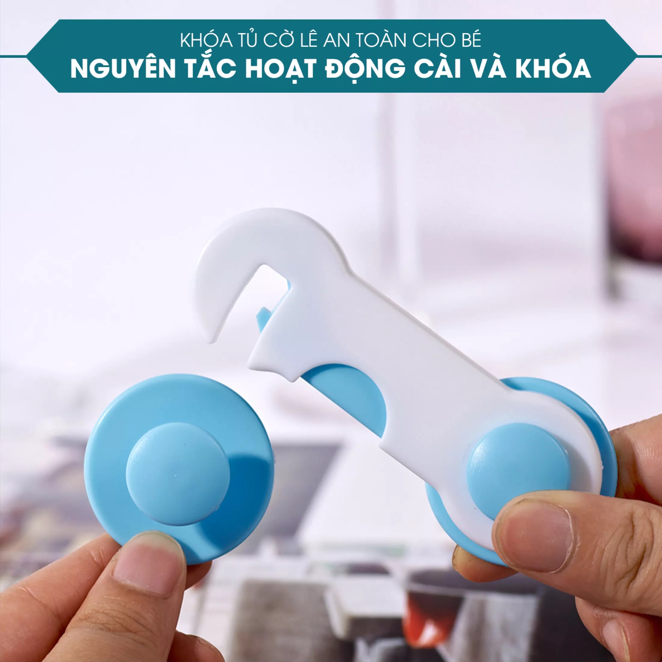 Combo 4 Khóa tủ lạnh, chốt an toàn tủ lạnh, ngăn kéo, tủ đồ. Khóa cửa tủ an toàn cho bé. Chất liệu nhựa cao cấp. KHOANGAN001