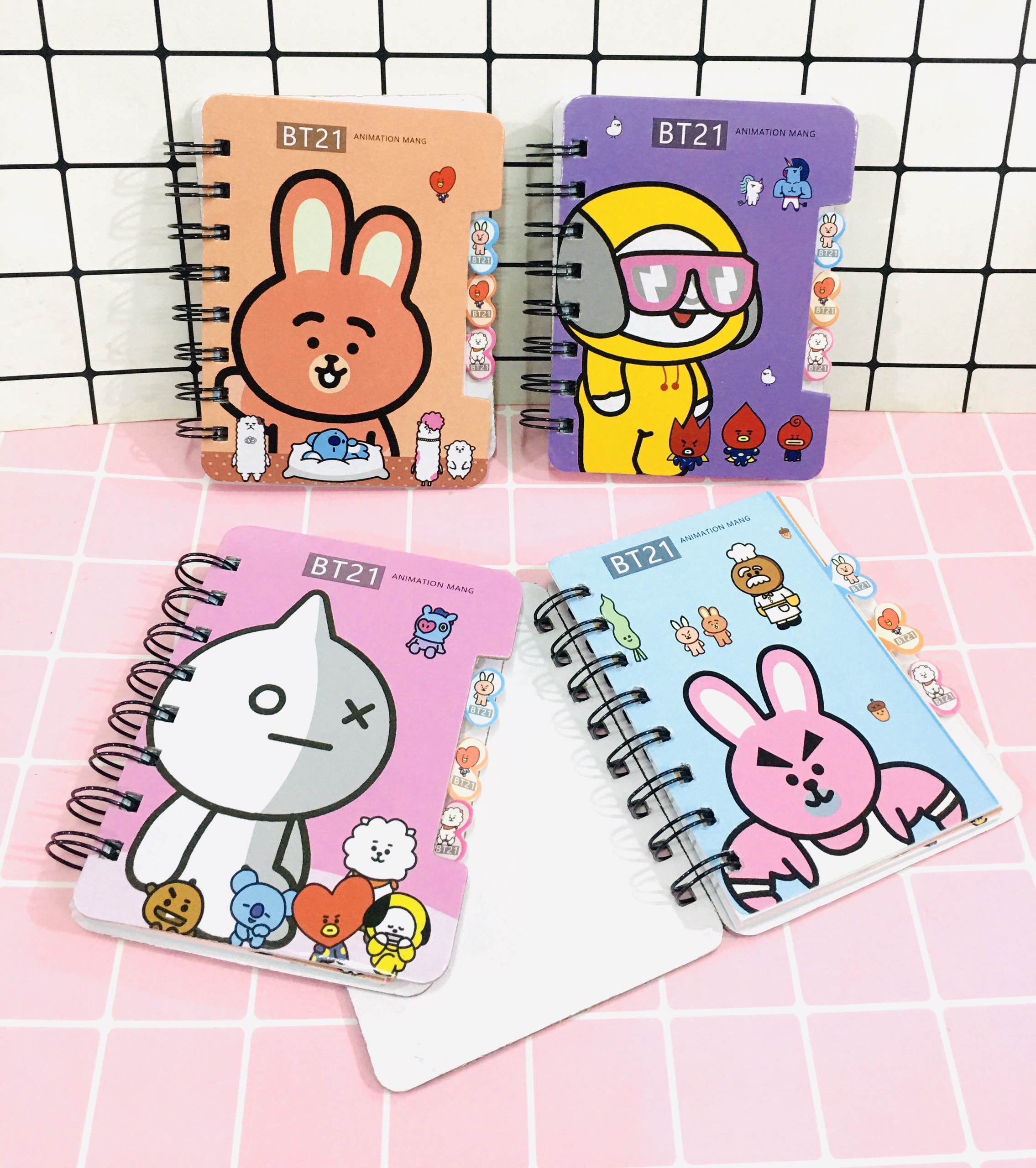 Set 2 sổ BT21 BTS gáy xoán cute 9.5CM X 12.2CM