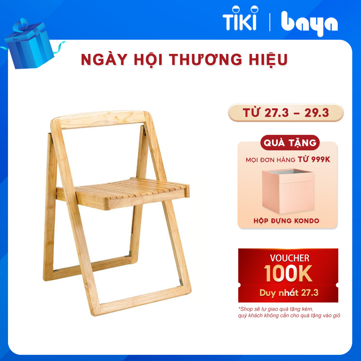 Ghế Ăn Gấp Gọn Tiện Lợi BAYA BIANCA Chất Liệu Gỗ Cao Su Nhẹ Và Tiện Di Chuyển, Thiết Kế Dáng Thấp Màu Nâu Sáng Phù Hợp Với Không Gian Nhà Nhỏ 343