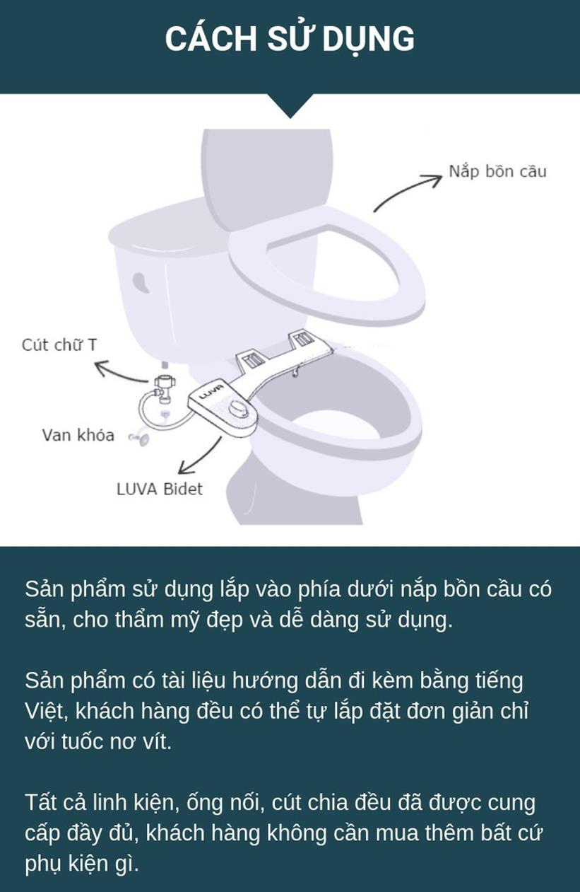 Vòi rửa, xịt vệ sinh thông minh Luva Bidet LB101, Chính Hãng, Tự Rửa Vòi Phun, Không Dùng Điện