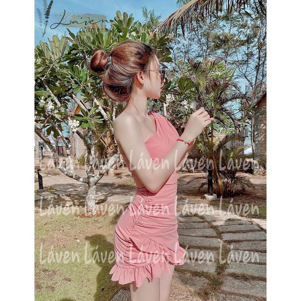 Váy Lệch Vai Nhún Bèo Thời Trang Nữ