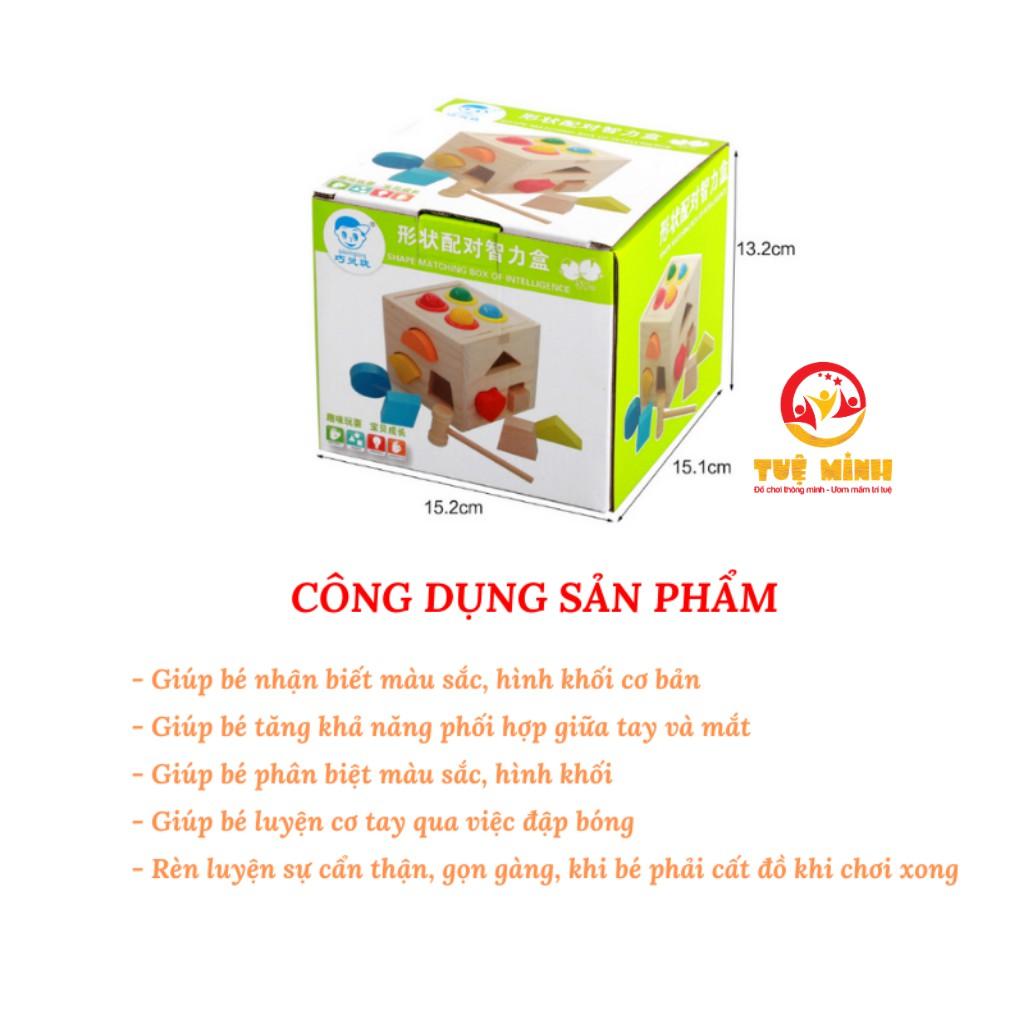 Hộp Thả Hình Đập Bóng Bằng Gỗ Giúp Bé Học Hình Khối Màu Sắc