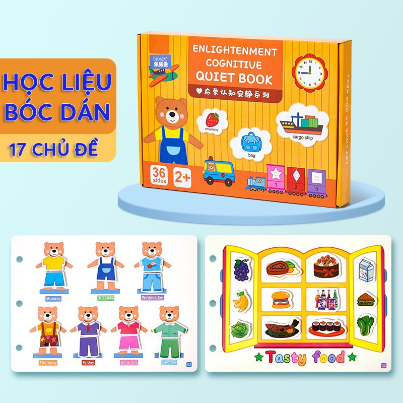 Học Liệu Bóc Dán Montessori Thông Minh Cho Bé, Học Liệu Busy Book 17 Chủ Đề Đa Dạng Dùng Nhiều Lần - Orgavil