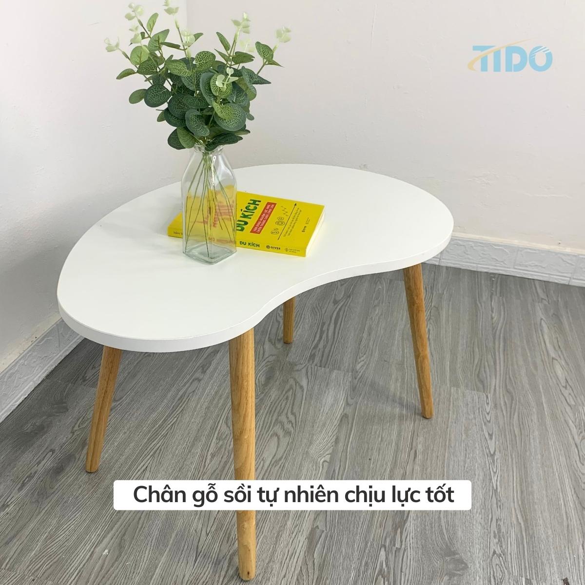 Bàn trà hạt đậu chân gỗ sồi tự nhiên TIDO bàn sofa decor phòng thiết kế phong cách Hàn Quốc hiện đại