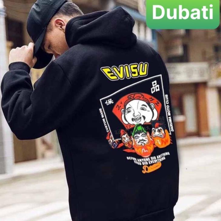 ÁO HOODIE NAM NỮ, ÁO KHOÁC NỈ EVISU FROM RỘNG DÀI TAY CHỐNG NẮNG CHẤT VẢI XỊN SÒ - DUBATI FASHON