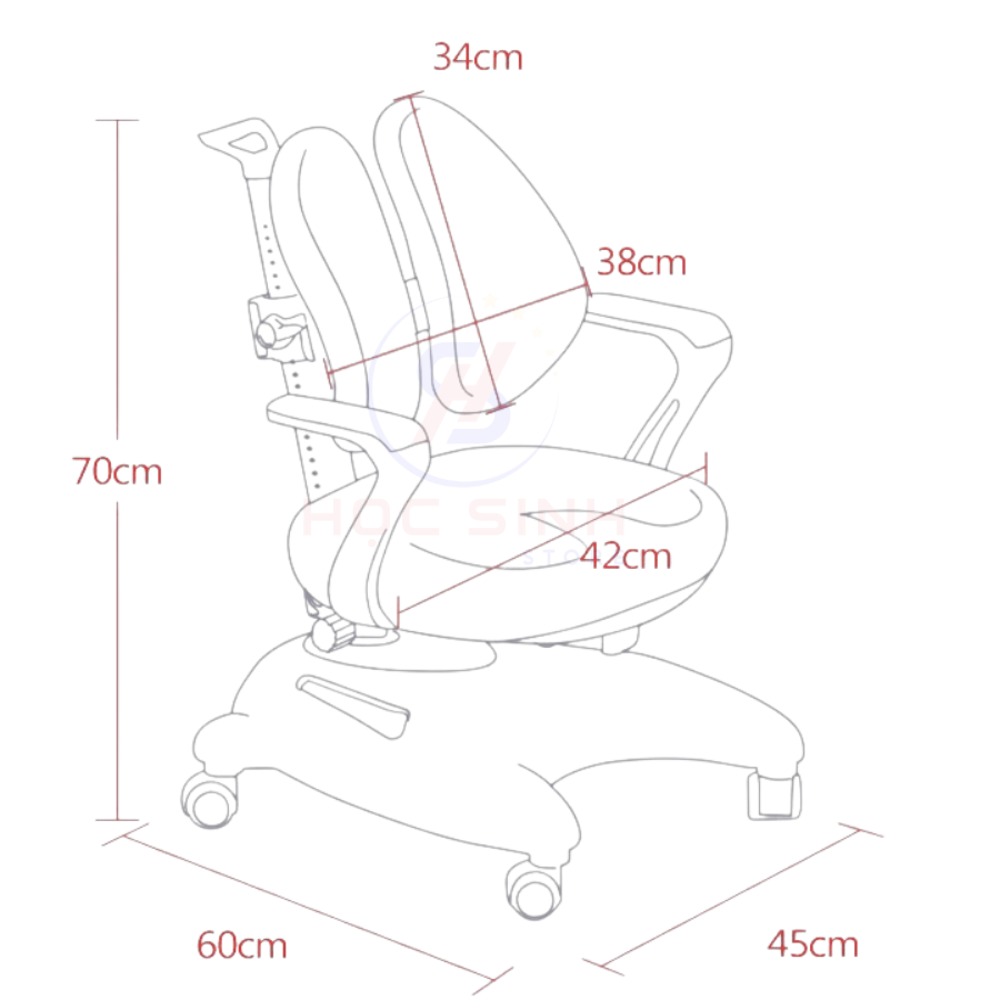 Ghế Chống Gù Học Sinh A79 - Chống Gù Chống Cận, Tùy chỉnh độ cao Chuẩn Công Thái Học Ergonomic