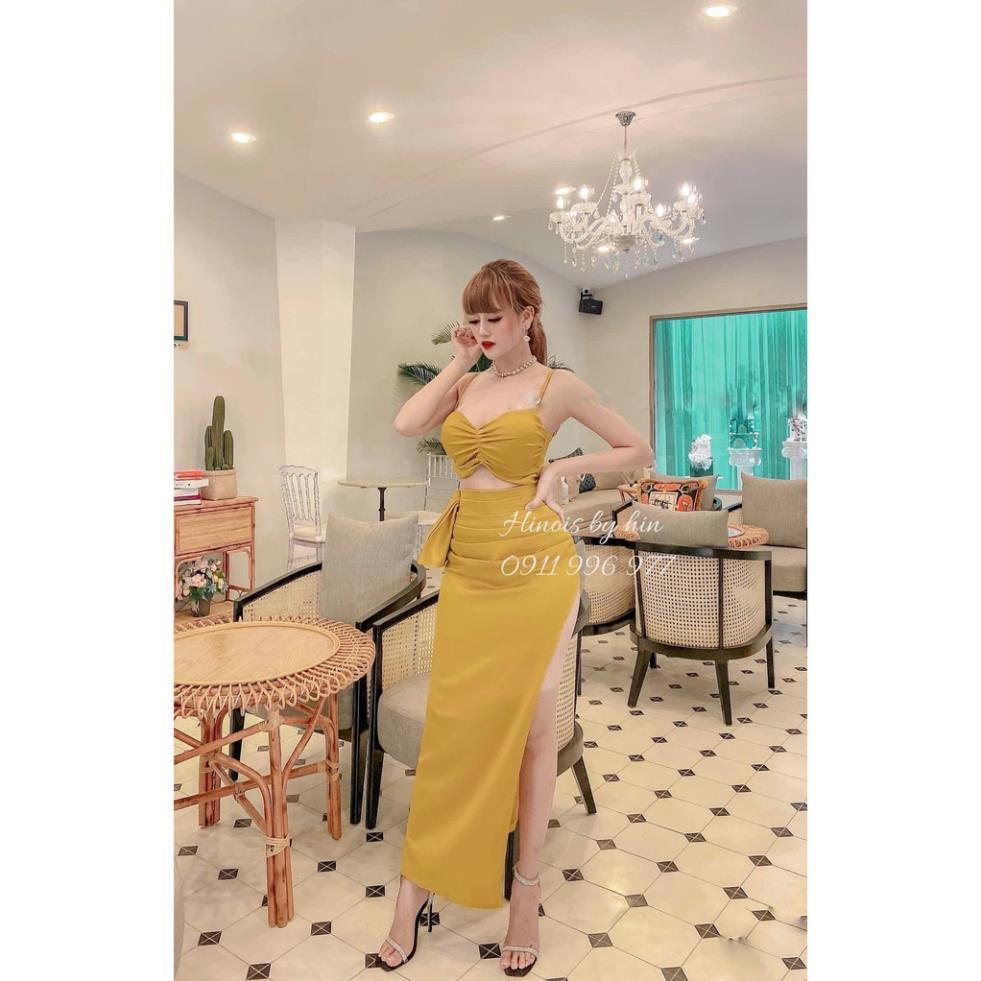 Đầm 2 Dây, Váy Body Cúp Ngực MẶc Được 2 Kiểu,Chất Liệu Lụa Phi Mịn, 2 Màu VÀNG -ĐEN KÈM ẢNH THẬT KÈM VIDEO