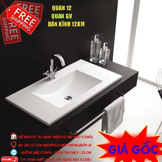 Chậu lavabo âm bàn kích thước 60cm,80cm,bồn rửa mặt giá rẻ tại TPHCM