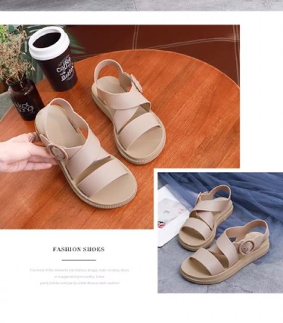 Giày Sandal Nữ Nhựa Dẻo IDEP Đi Mưa Hapu (Đen, Hồng, Kem) - GL008