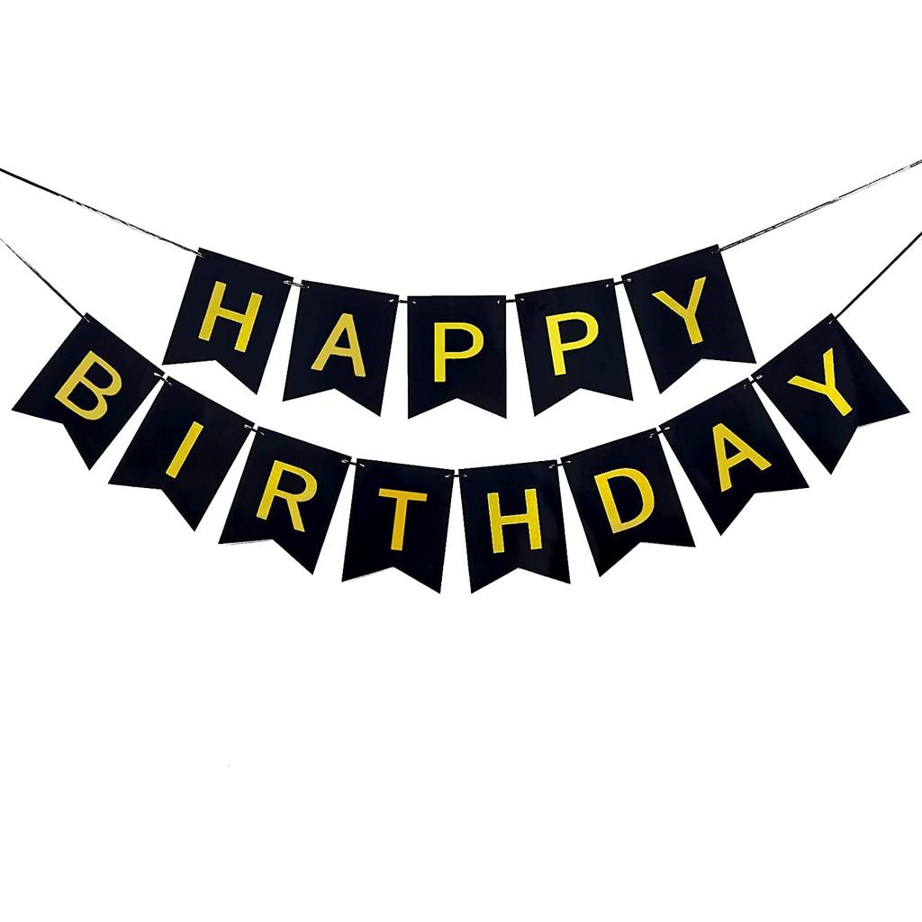 Combo bong bóng trang trí sinh nhật Happy Birthday tông vàng bạc đen lộng lẫy