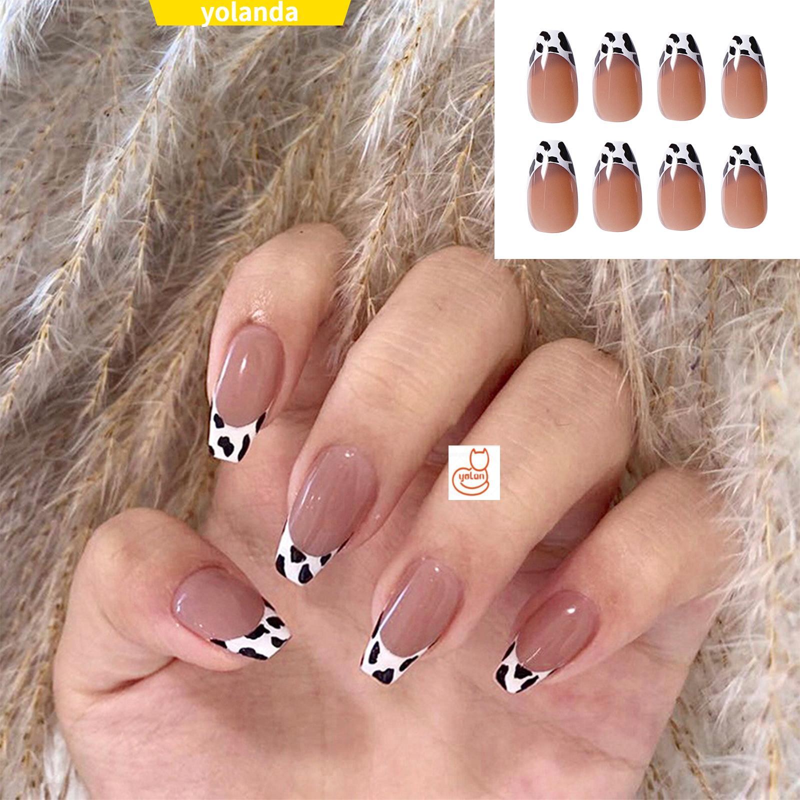 Set 24 Móng Tay Giả Họa Tiết Da Báo Thời Trang