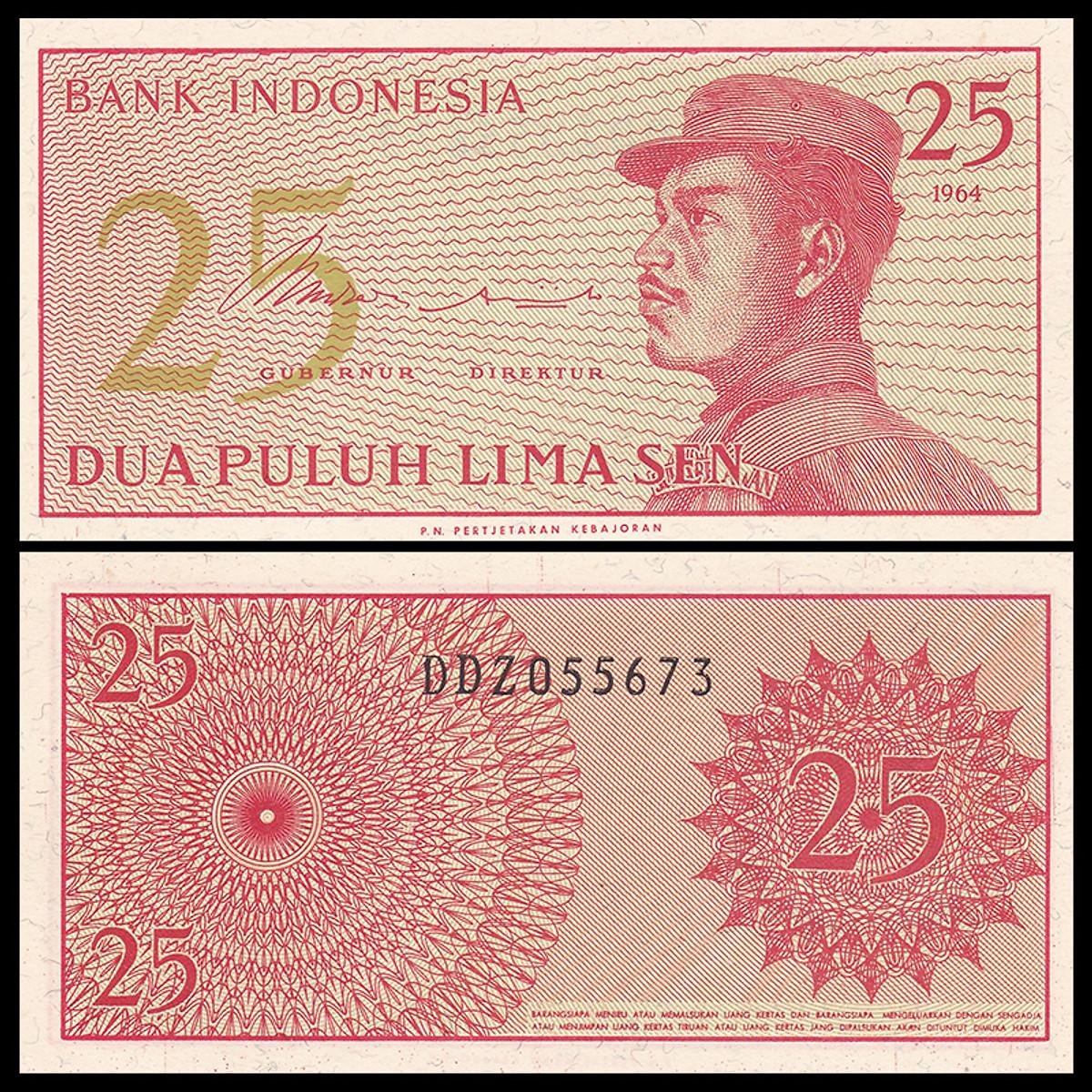 Tiền Indonesia 25 Sen 1964 , tiền khổ nhỏ , tiền Đông Nam Á , Mới 100% UNC - PASA House