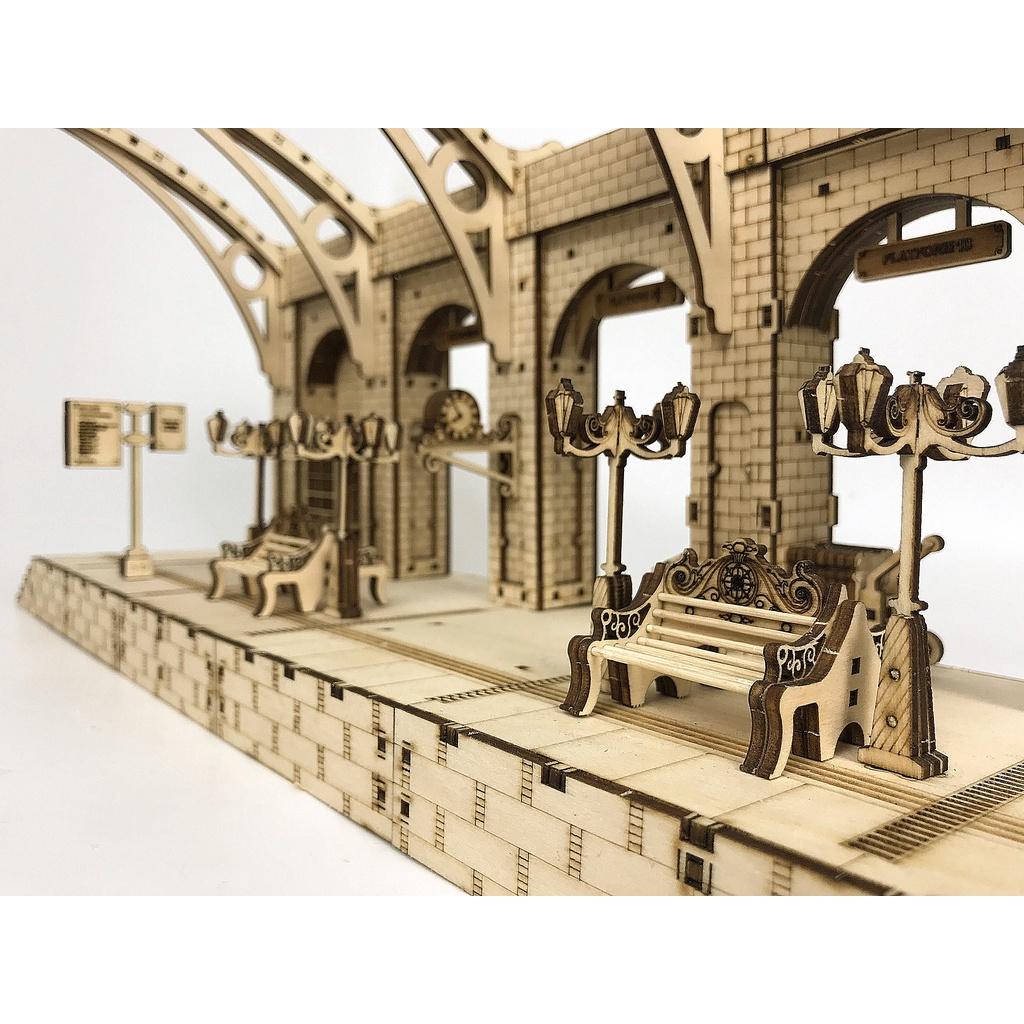 Harry Potter Mô hình lắp ráp Nhà Ga 9 3/4 Ngã Tư Vua - Mô hình gỗ chuyển động trang trí tết, quà tặng năm mới 2022