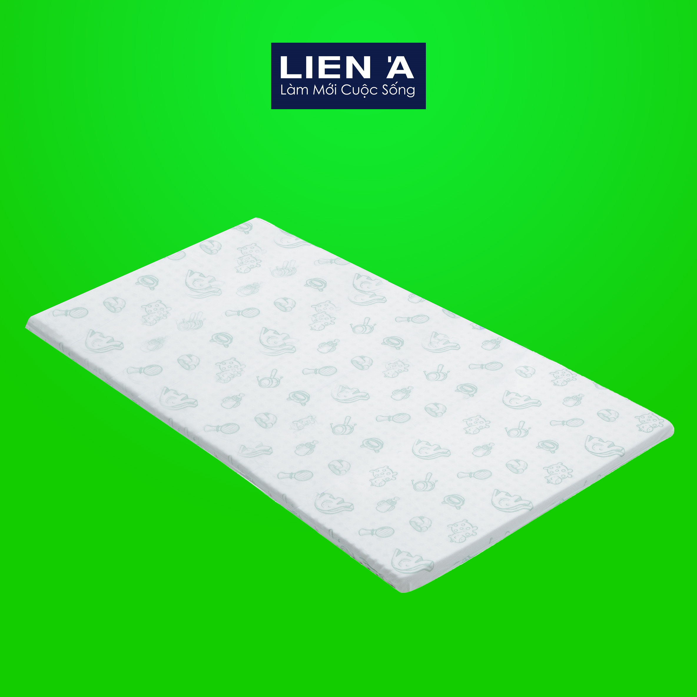 { TẶNG GỐI } Đệm Cao Su Em Bé Liên Á Bambino - Cao 5cm - Nệm Cũi Em Bé Cao Su Thiên Nhiên 100