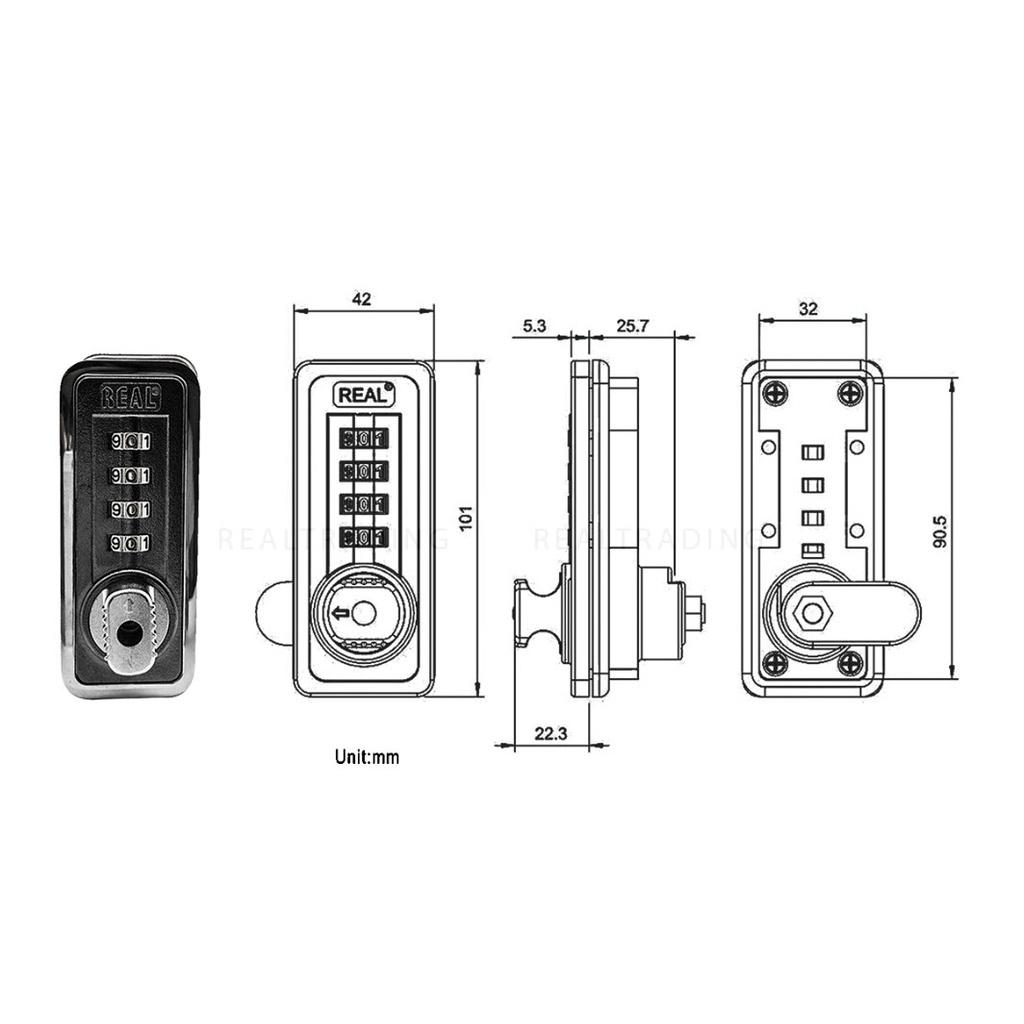 Khóa tủ 4 số REAL RL9041-01 dùng chìa mở được - MSOFT