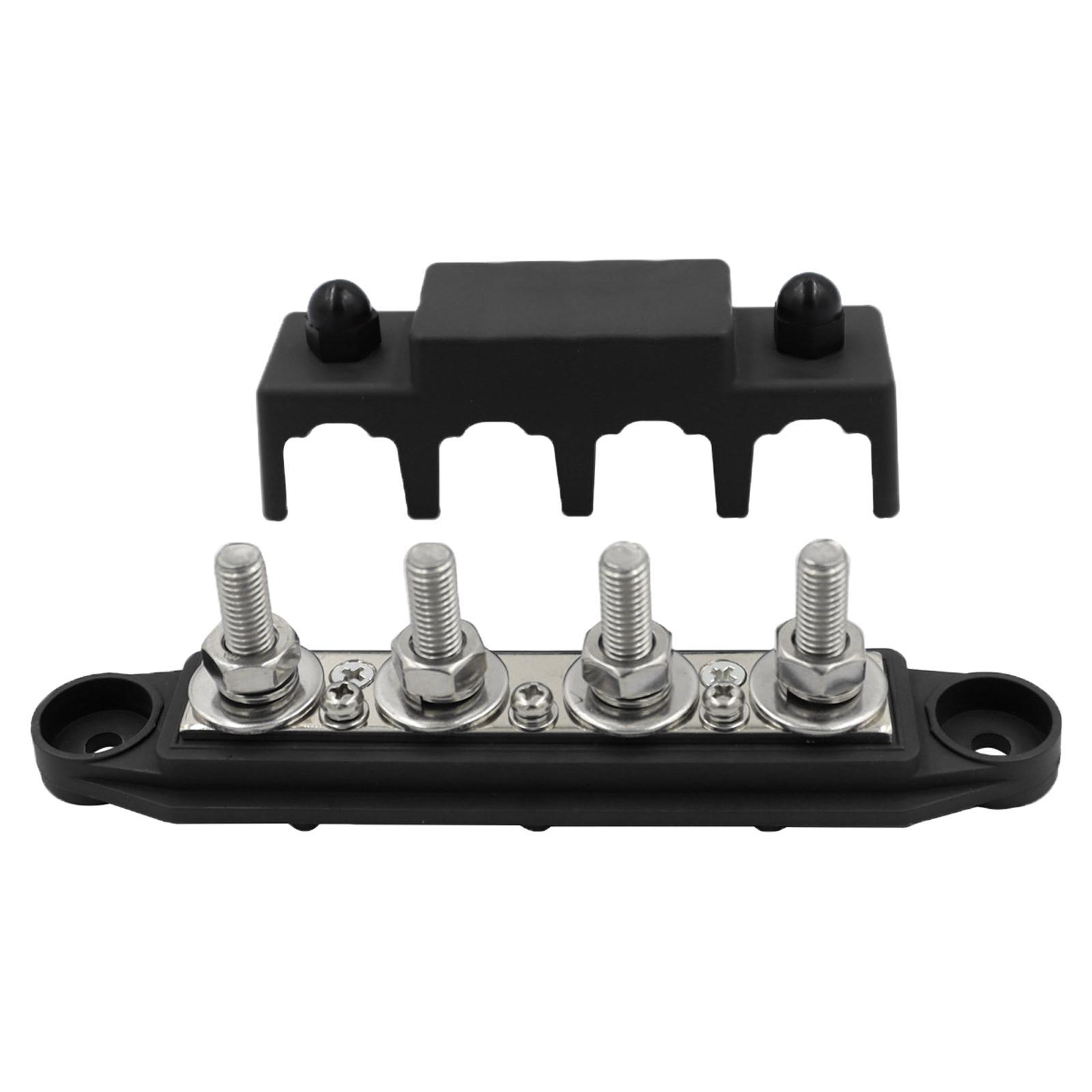 4 Stud Power Distribution Block with Cover Accessories Bus Bar Pair Fit for Marine Automotive