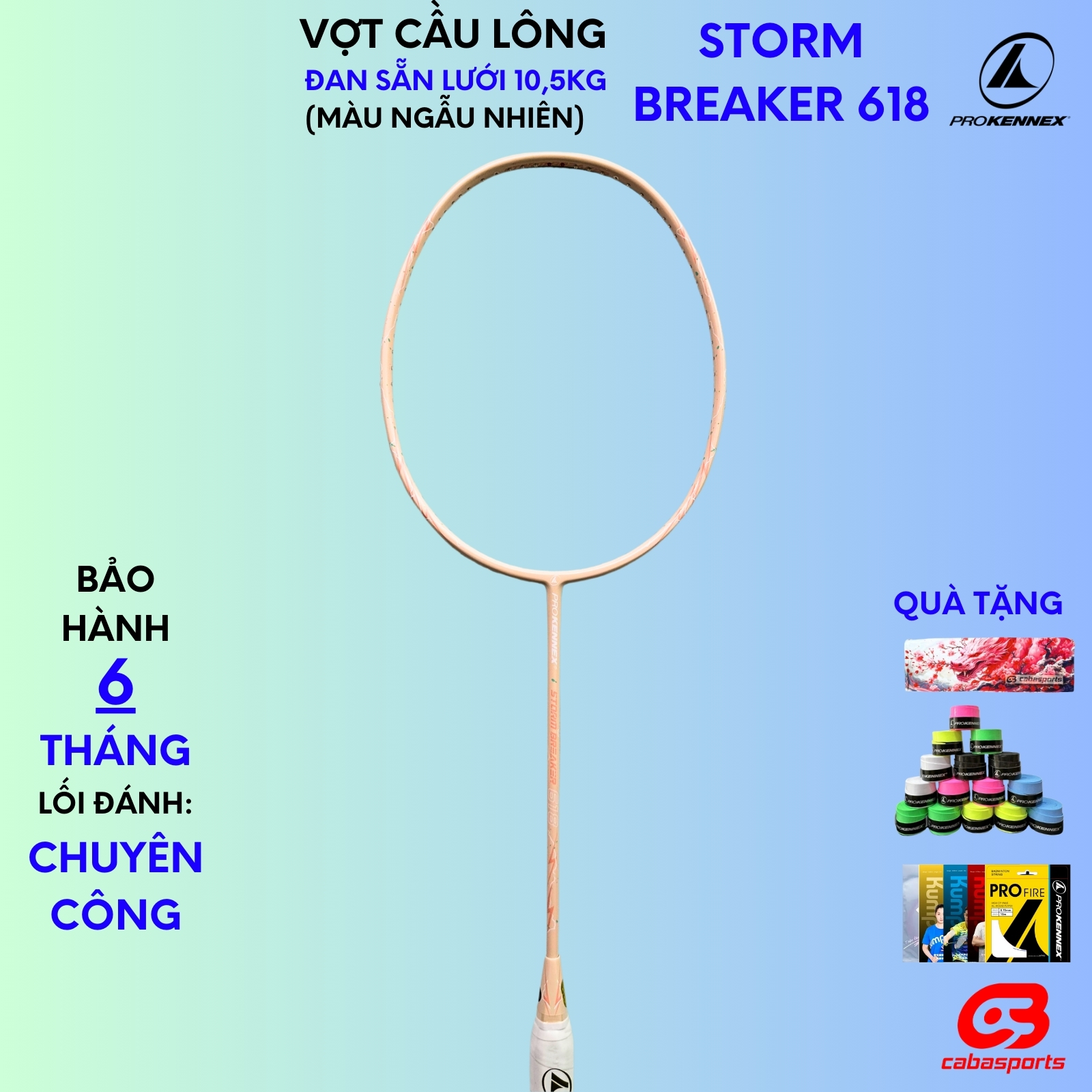 Vợt cầu lông ProKennex StormBreaker 618 đã đan dây 10.5kg công thủ toàn diện - thiên công Bảo hành 6 tháng