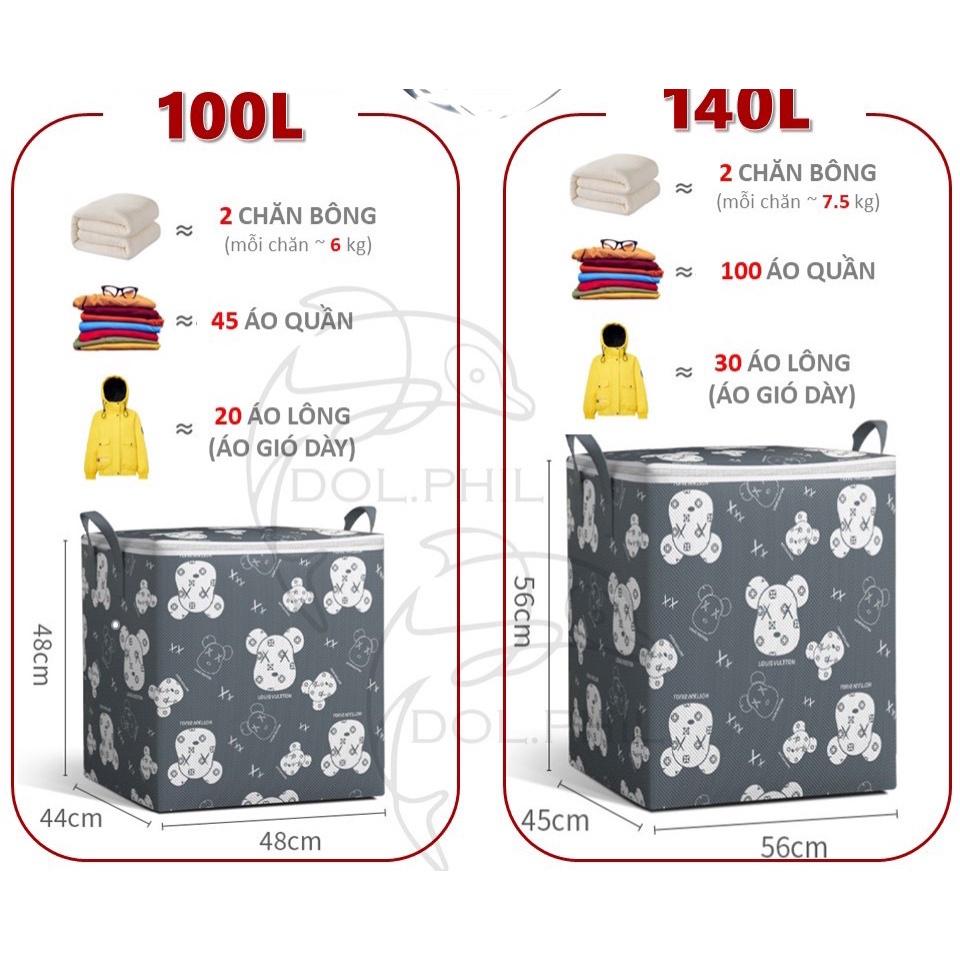 Túi Đựng Chăn Màn Cỡ Lớn AN NHIÊN Túi Vải Đựng Đồ Có Nắp Dây Kéo 2 Chiều In Họa Tiết Đẹp Sắc Nét Tiện Dụng