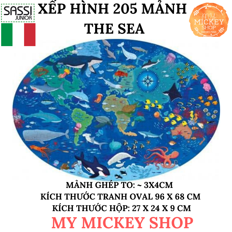 Bộ xếp hình 200 mảnh chính hãng Sassi Chủ Đề Đại Dương