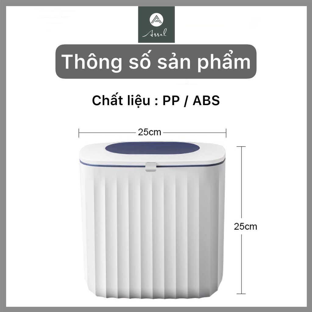 Thùng Rác Thông Minh ASSEL Treo Tủ Bếp, Treo Tường Nhà Vệ Sinh Inox 304 Cao Cấp Tinh Tế Sang Trọng