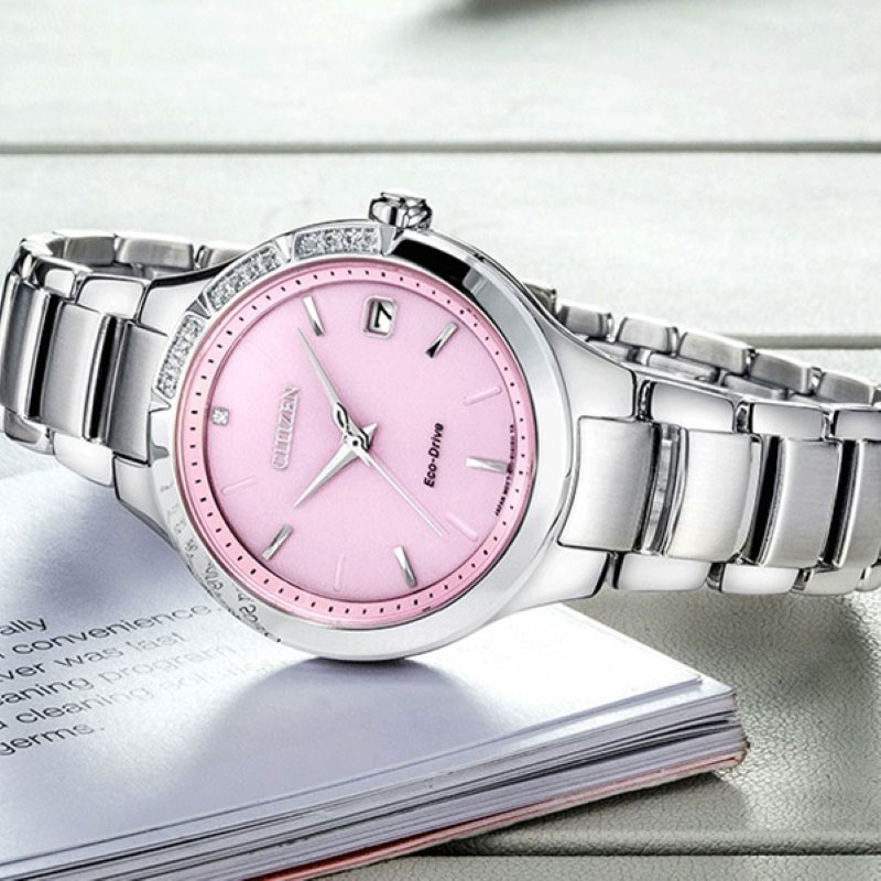 Đồng Hồ Nữ Citizen Đính Đá Swarovski Dây Thép Không Gỉ EO1150-59W - Mặt Hồng