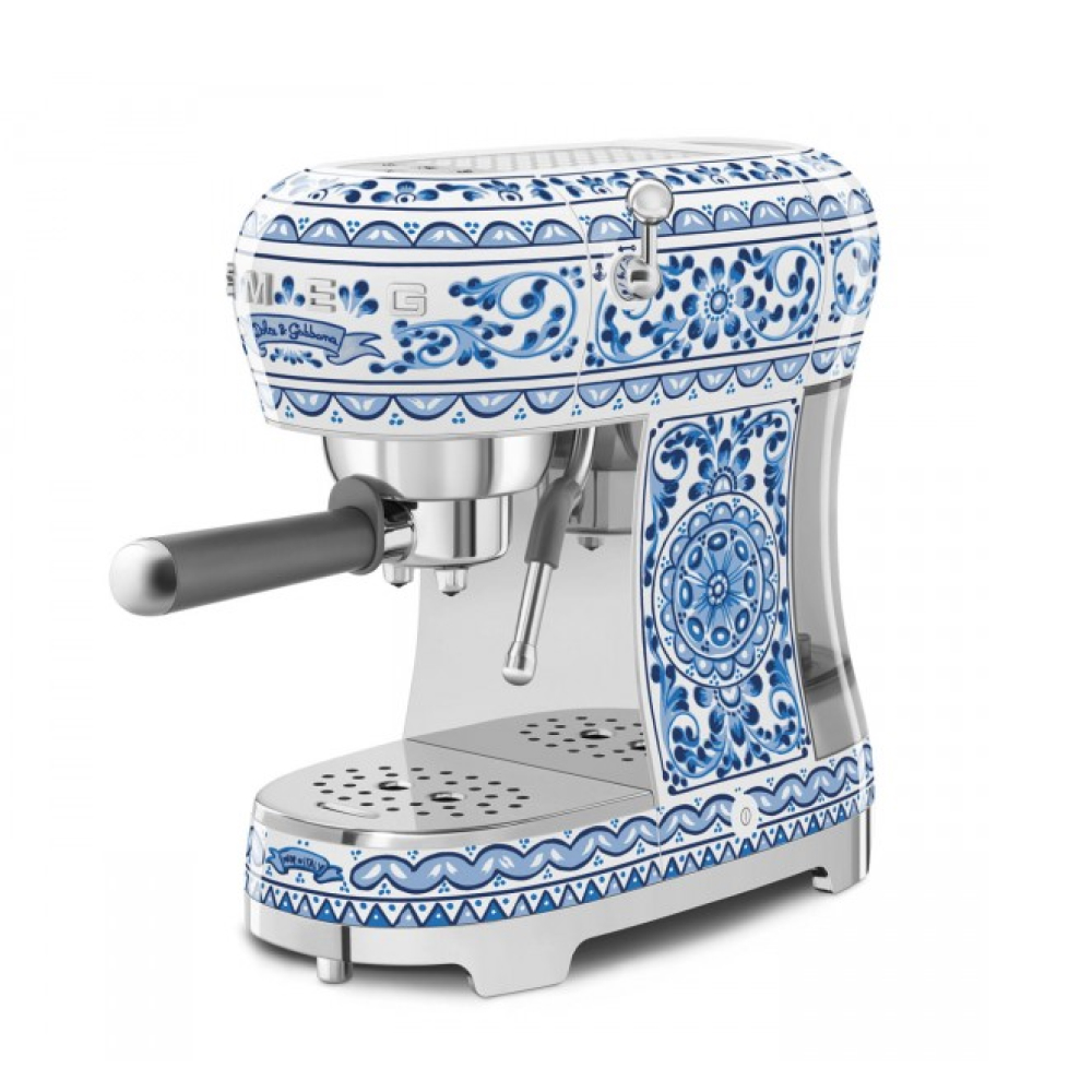 Máy pha cafe Espresso SMEG ECF02DGBEU họa tiết Dolce&amp;Gabbana xanh gốm Hàng chính hãng