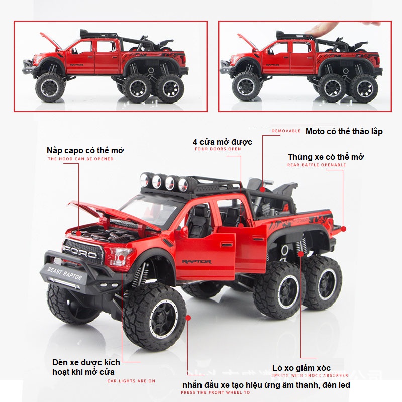 Mô hình xe Ford F-150 Raptor tỷ lệ 1:28 hợp kim cực ngầu