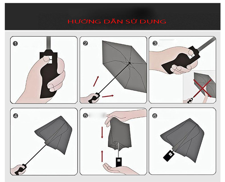 Ô Dù Đóng Mở Tự Động Cao Cấp Chống Nắng, Chống Mưa, Cản Tia UV (Chọn màu )