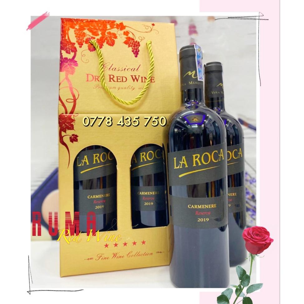 Quà tặng hộp giấy 2 chai rượu vang Chile La Roca Reserva