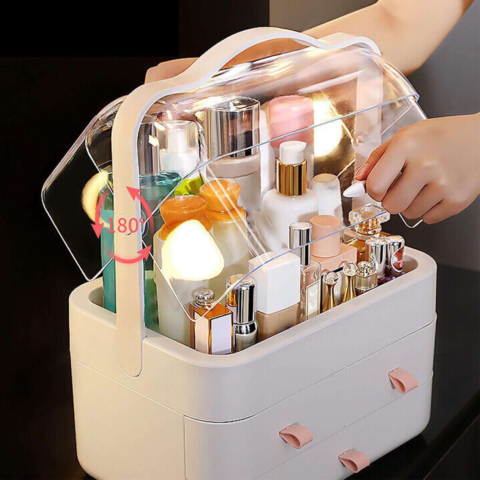 Desk Organizer with Drawer Makeup Storage Organizer Storage Drawers Case Makeup Holder Cosmetic Organiser Case for Desk Dorms Dressing Table