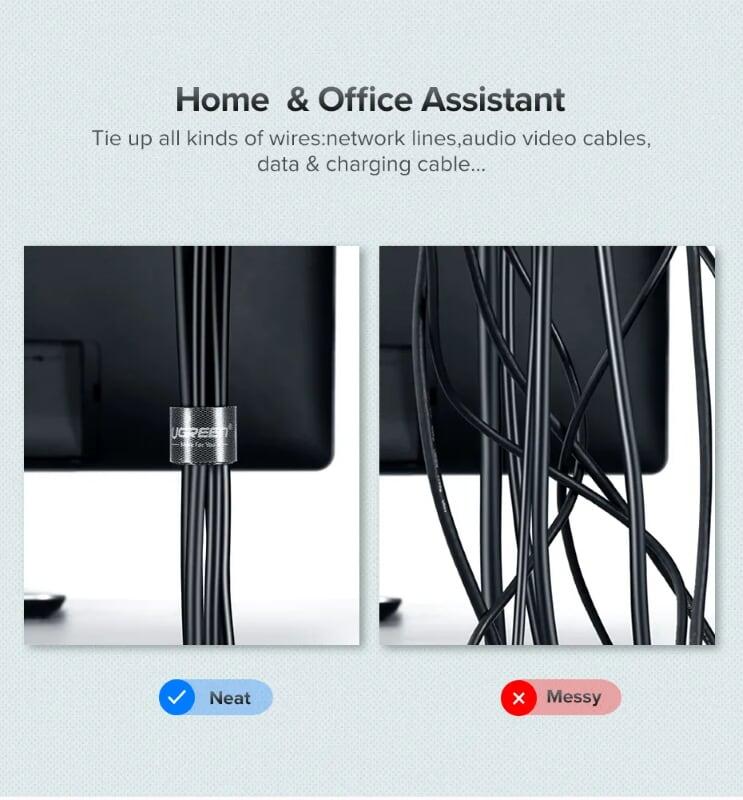 Ugreen UG40353LP124TK 1M màu Xám Dây dán Velcro đa năng tiện dụng - HÀNG CHÍNH HÃNG