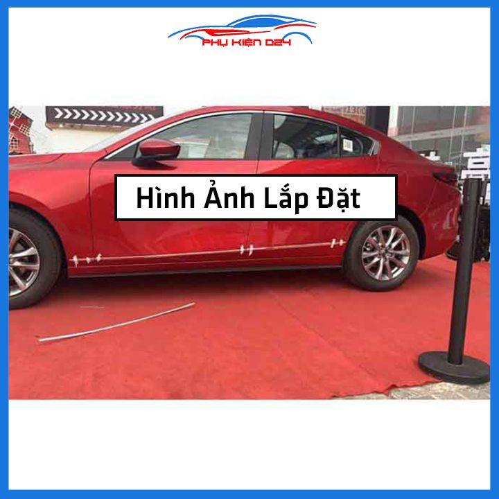 Bộ ốp nẹp sườn Mazda 3 2020-2021-2022 mạ crom viền chỉ nhỏ trang trí làm đẹp xe