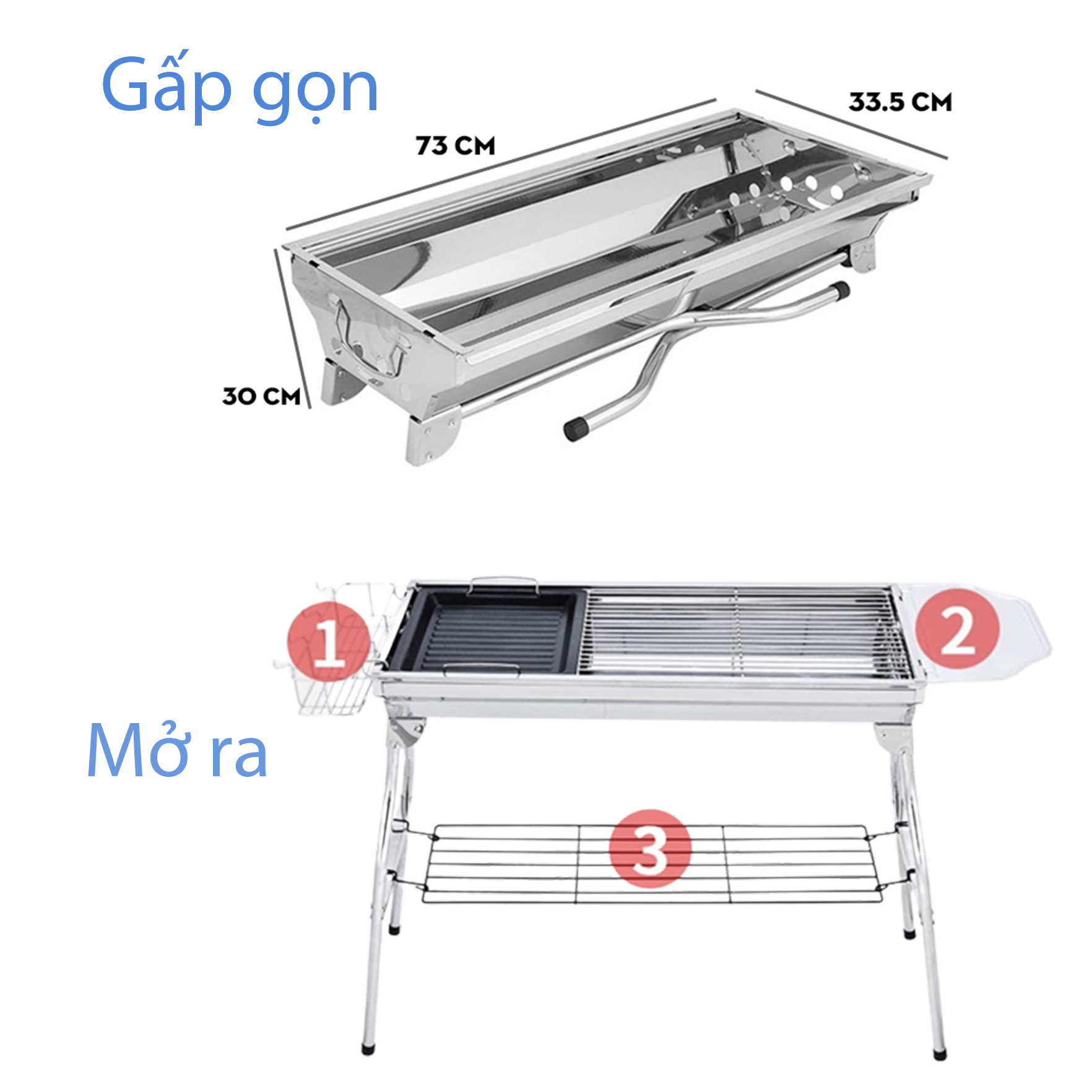 Bếp Nướng Than Hoa Ngoài Trời Gấp Gọn, Bếp Nướng BBQ Có Thể Mang Đi Du Lịch Dã Ngoại - Hàng Chính Hãng